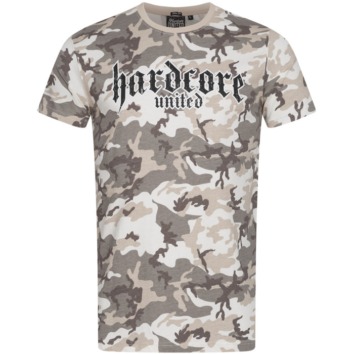 Hardcore United T-shirt imprimé logo gothique | gris camou