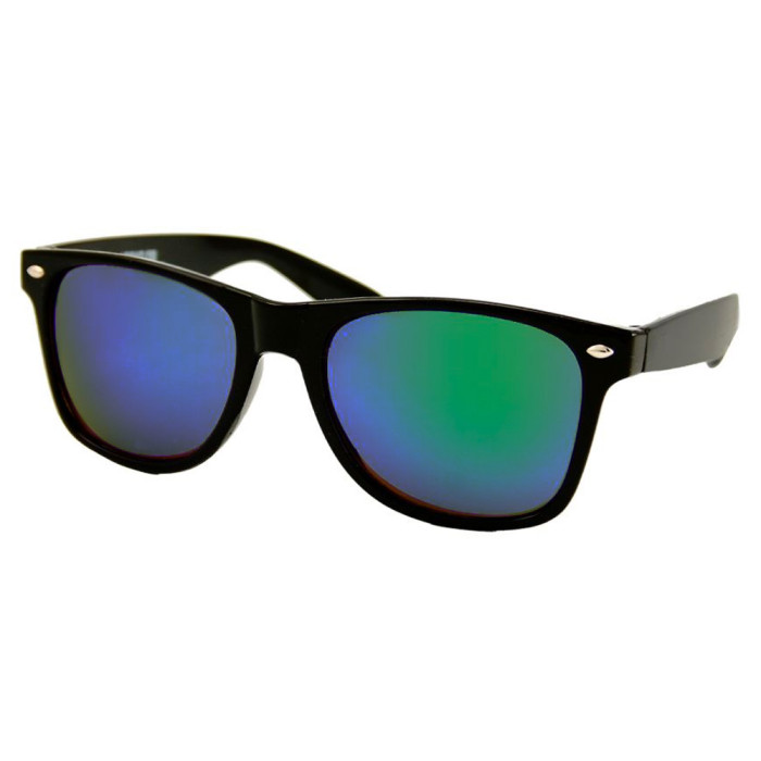 Loud and Clear lunettes wayfarer monture noire | verre miroir bleu vert