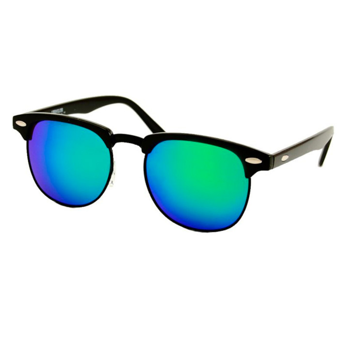 Loud and Clear lunettes clubmaster ovales noires | verres miroir bleu vert