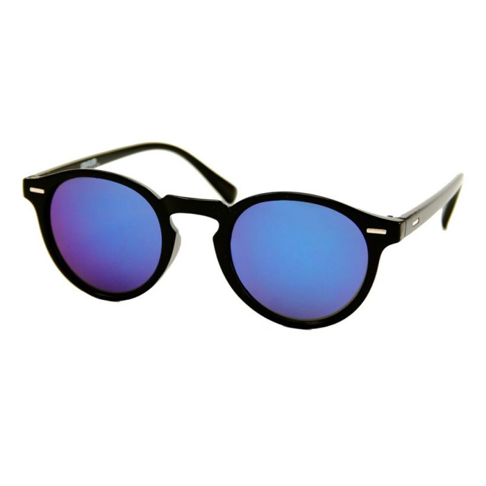 Loud and Clear lunettes rétro ovales noires | lunettes miroir bleu violet