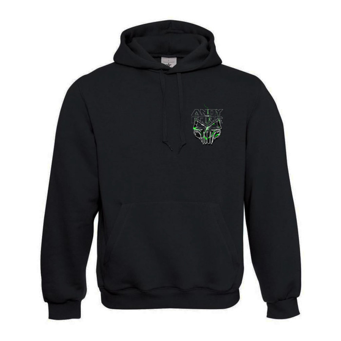 Andy The Core hoodie green skull | zwart 