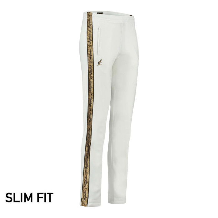 Pantalon Australian slim fit avec 2 fermetures éclair et passepoils dorés 3.0 | blanc