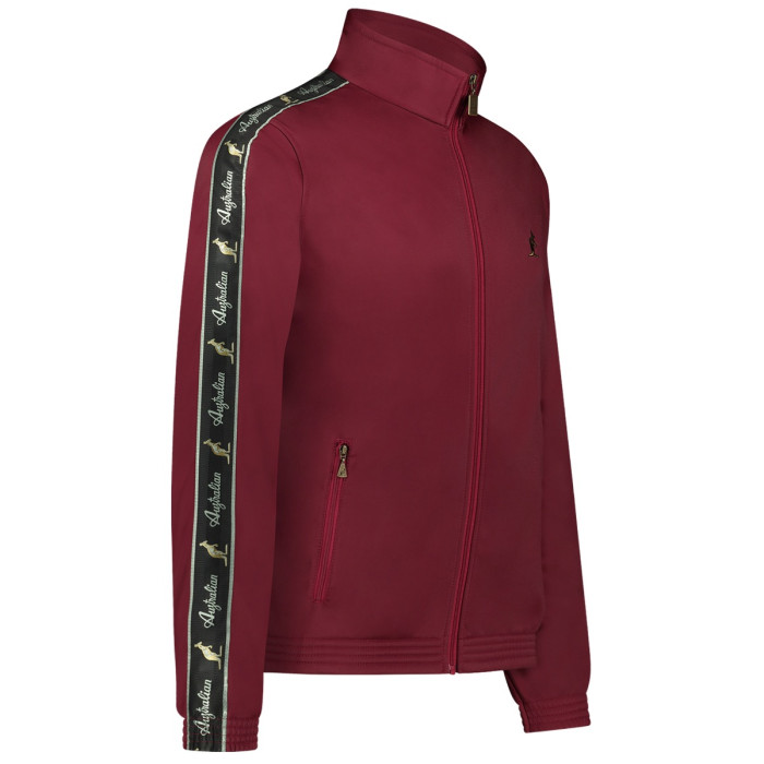 Veste slim Australian passepoilée noire + grand logo | rouge bordeaux 