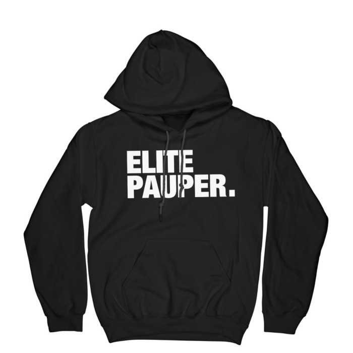 ELITE PAUPER. pull à capuche avec poche | logo X noir