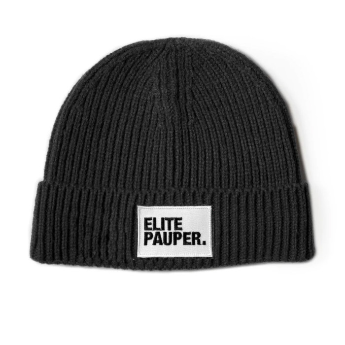 Elitepauper beanie essential logo patch zwart stiksel