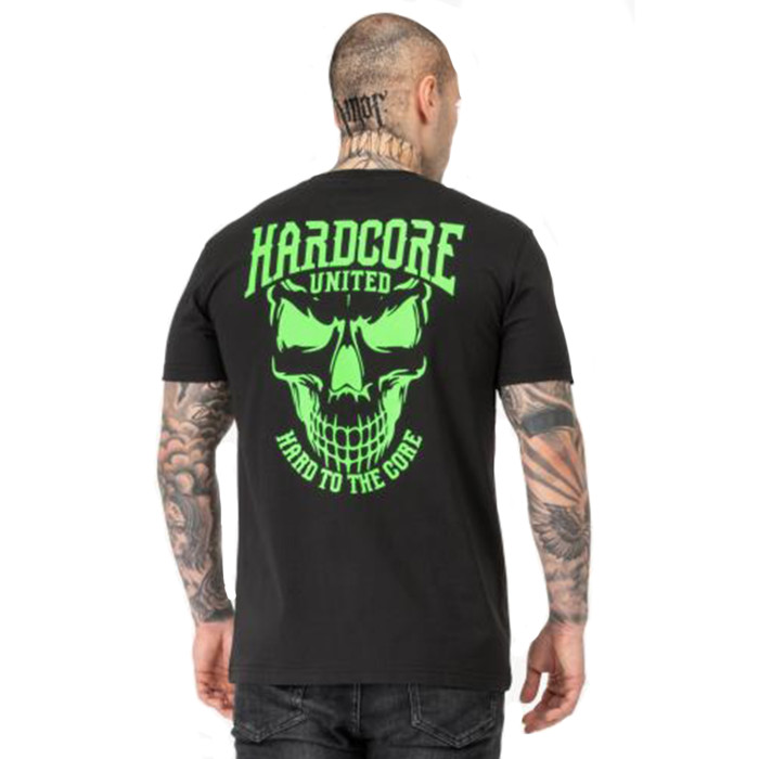 Hardcore United t-shirt skully | zwart - neon groen