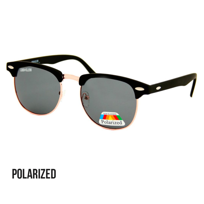 Lunettes de soleil clubmaster Loud and Clear métal doré | verre polarisé noir