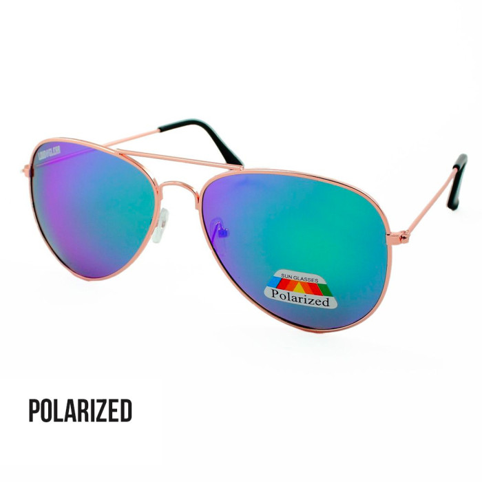 Loud and Clear lunettes de soleil aviateur métal doré | vert bleu verres miroir