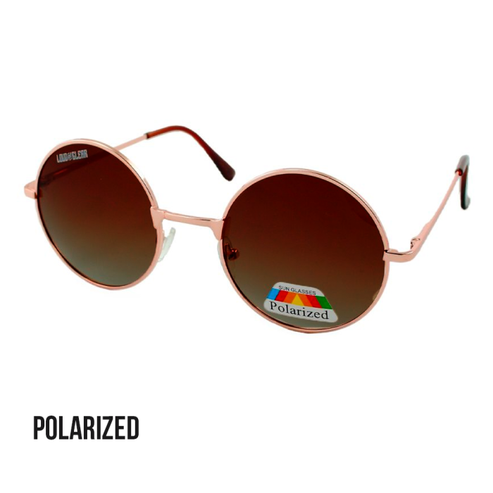 Loud and Clear lunettes de soleil rondes polarisé métal or | lunettes marron