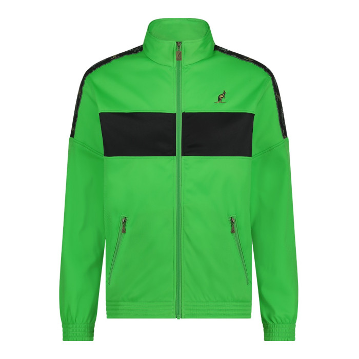 Veste australienne color block avec passepoil noir sur les épaules et vert Kawasaki