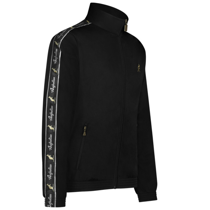 Veste australienne cintrée passepoilée noire + grand logo | noir 