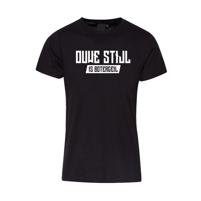 Ouwe Stijl is Botergeil T-shirt wit logo print op rug