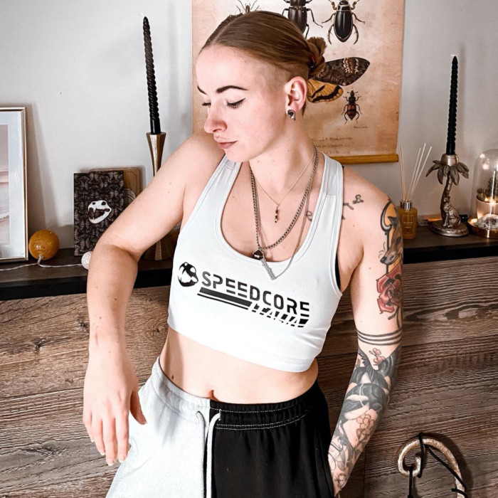 Speedcore Italia logo du haut de sport | blanc