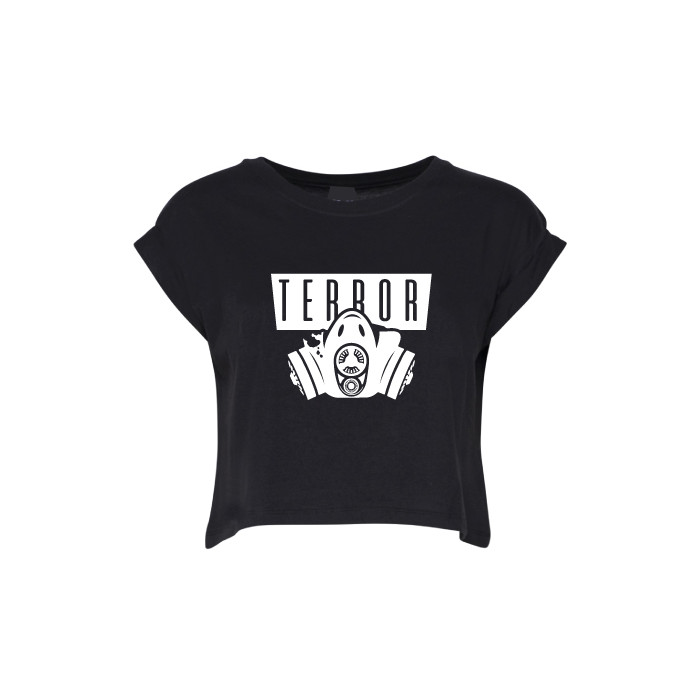 Hard-Wear Croptop Femmes Terror Gas Mask | noir