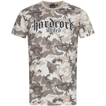 Hardcore United T-shirt imprimé logo gothique | gris camou