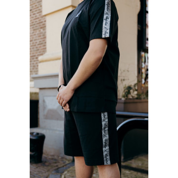 Australian bermuda katoen met zilveren bies | zwart