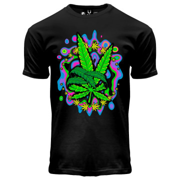 Hard-Wear T-shirt neon met blacklight space leaf