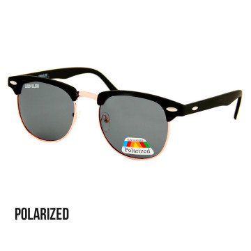 Lunettes de soleil clubmaster Loud and Clear métal doré | verre polarisé noir