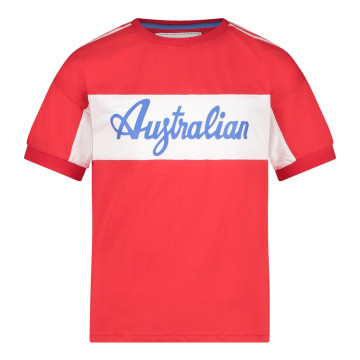 T-shirt de sport australien pour enfants avec empiècement sur l'épaule | rouge