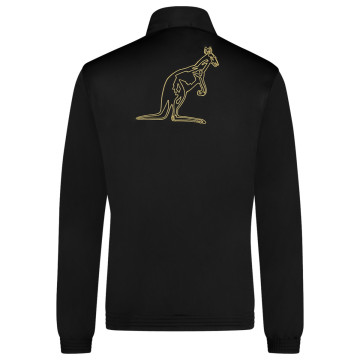 Veste australienne cintrée passepoil doré + grand logo | noir