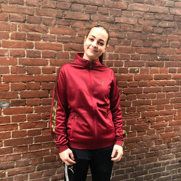 Veste Australian cintrée passepoil doré + grand logo | rouge bordeaux