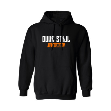 Ouwe Stijl is Botergeil hooded sweater oranje logo print op rug