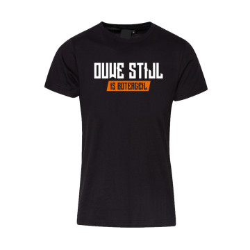 Ouwe Stijl is Botergeil T-shirt oranje logo print op rug