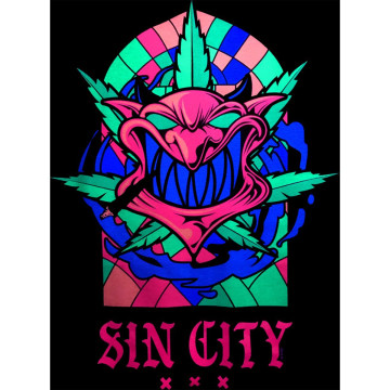 Hard-Wear T-shirt neon blacklight SIN CITY | Zwart